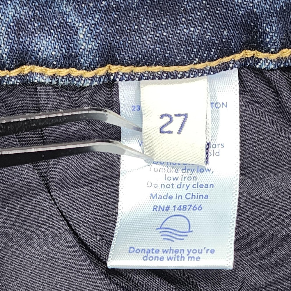 NEW Oliver Logan Jeans Womens 4/27 Blue Crosby Relaxed Taper Raw Hem Stretch - Picture 7 of 13